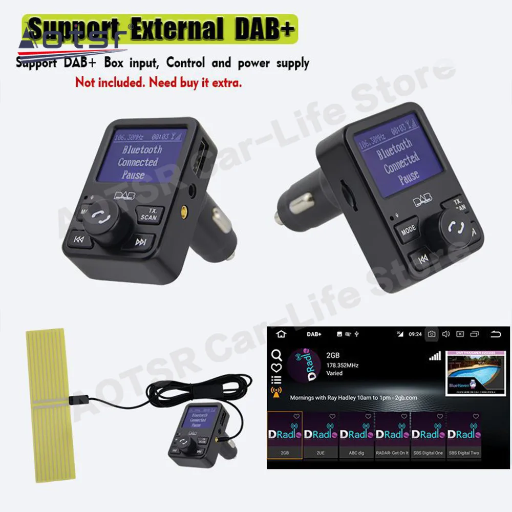 USB Amplified DAB+Box Antenna Signal For Car DVD Navigation External Europe Digital Radio Receiver Transmitter Autoradio System