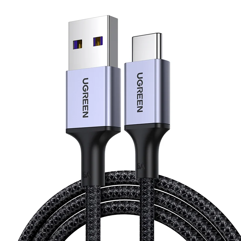 

UGREEN Кабель USB C USB2.0 5A Кабель для быстрой зарядки 66 Вт Кабель USB a to Type C Зарядное устройство типа C в нейлоновой оплетке 480 Мбит/с Передача данных