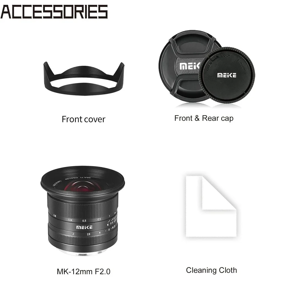 Meike 12mm f2.0 Ultra Wide Angle Manual Fixed Lens for Panasonic Olympus M4/3 Mount G7 GH5 GH6 OM-D E-M5 E-M1 OMD-EM10 E-PL1 GH4
