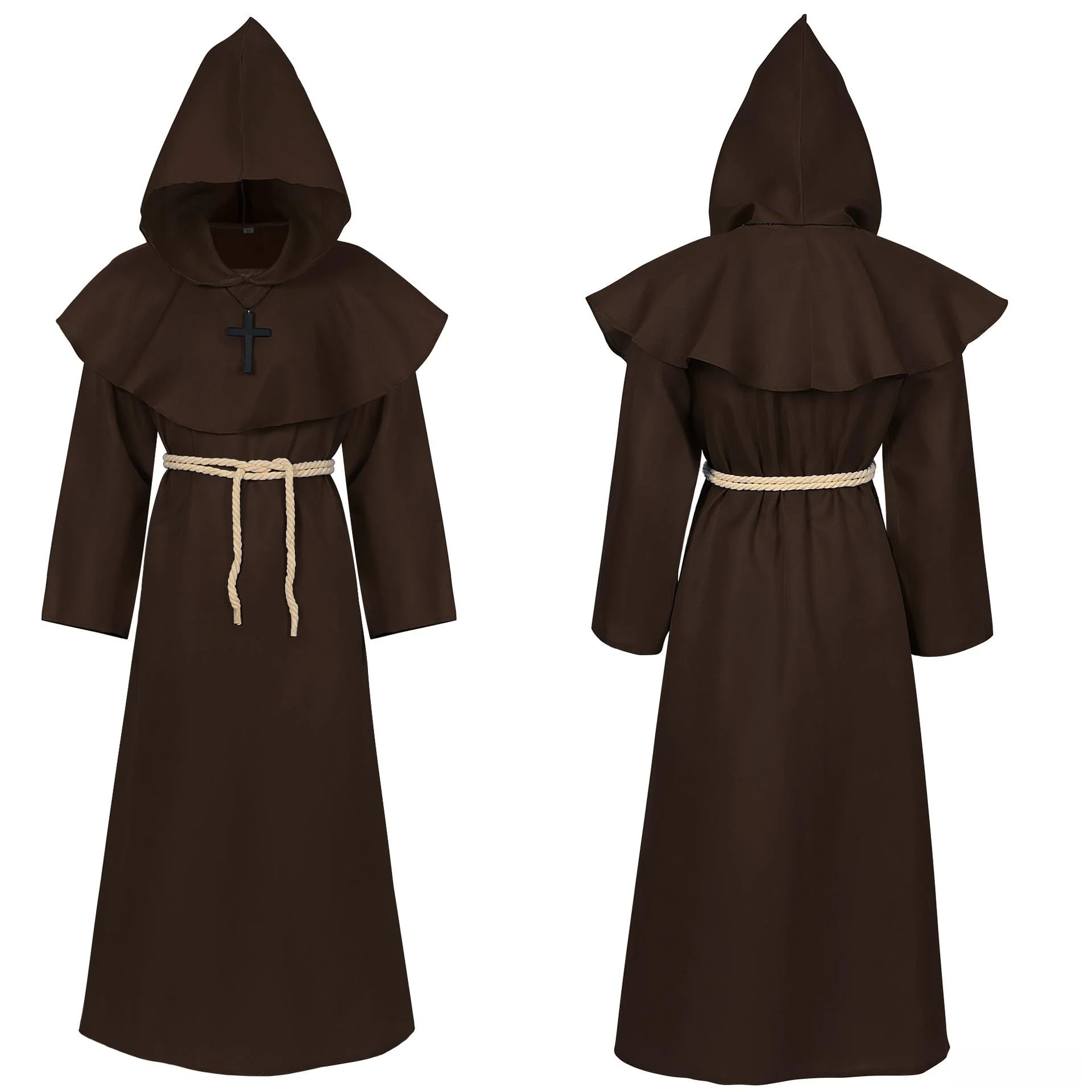 Medieval Halloween Death God Robe Vintage Long Robe Cosplay Party Role-playing Costume Men's Autumn Seven Sleeve Length view 5