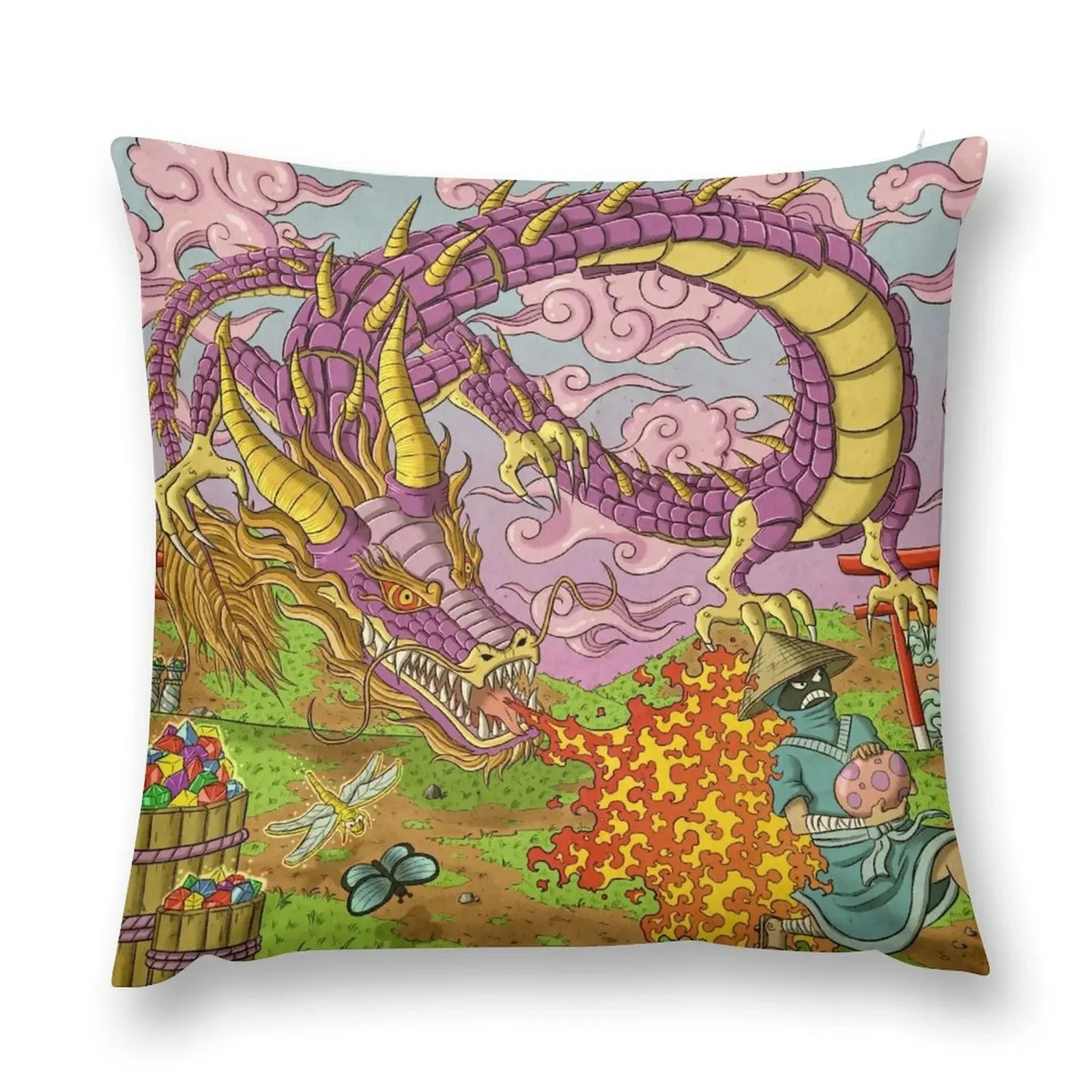 

Spyro reimagined in Ancient Japan Throw Pillow Pillowcase Cushion Christmas Covers pillow
