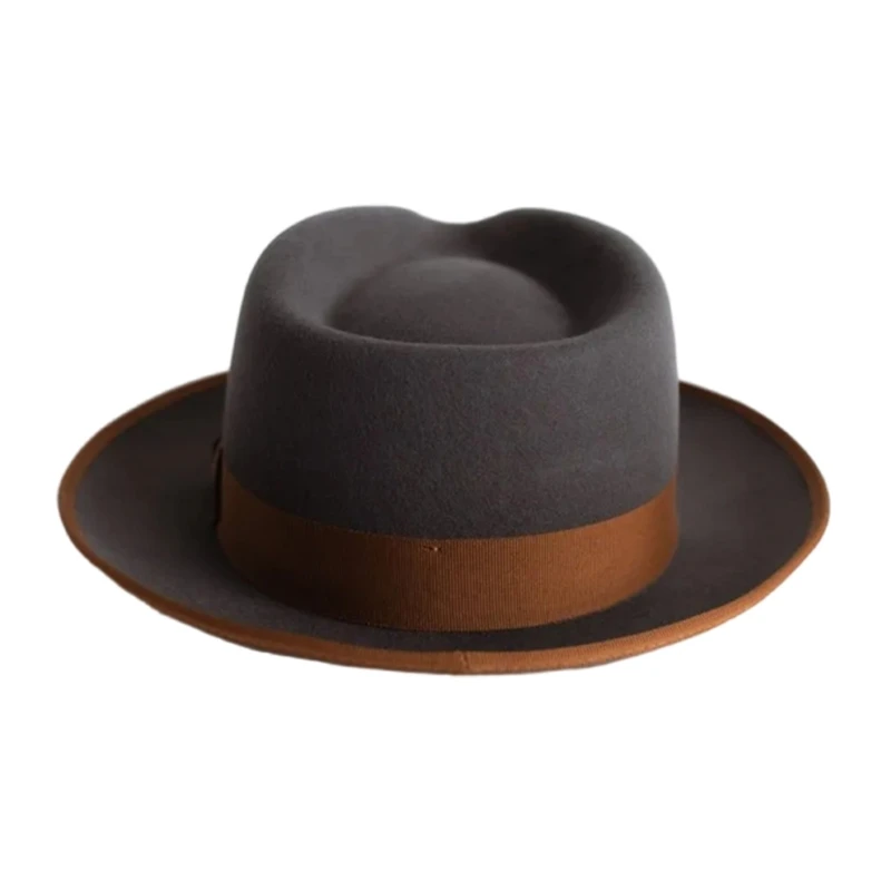 Elegant Bowknot Homburg Top Hat Cowboy Costume for Outdoor Gatherings Activity K3KF