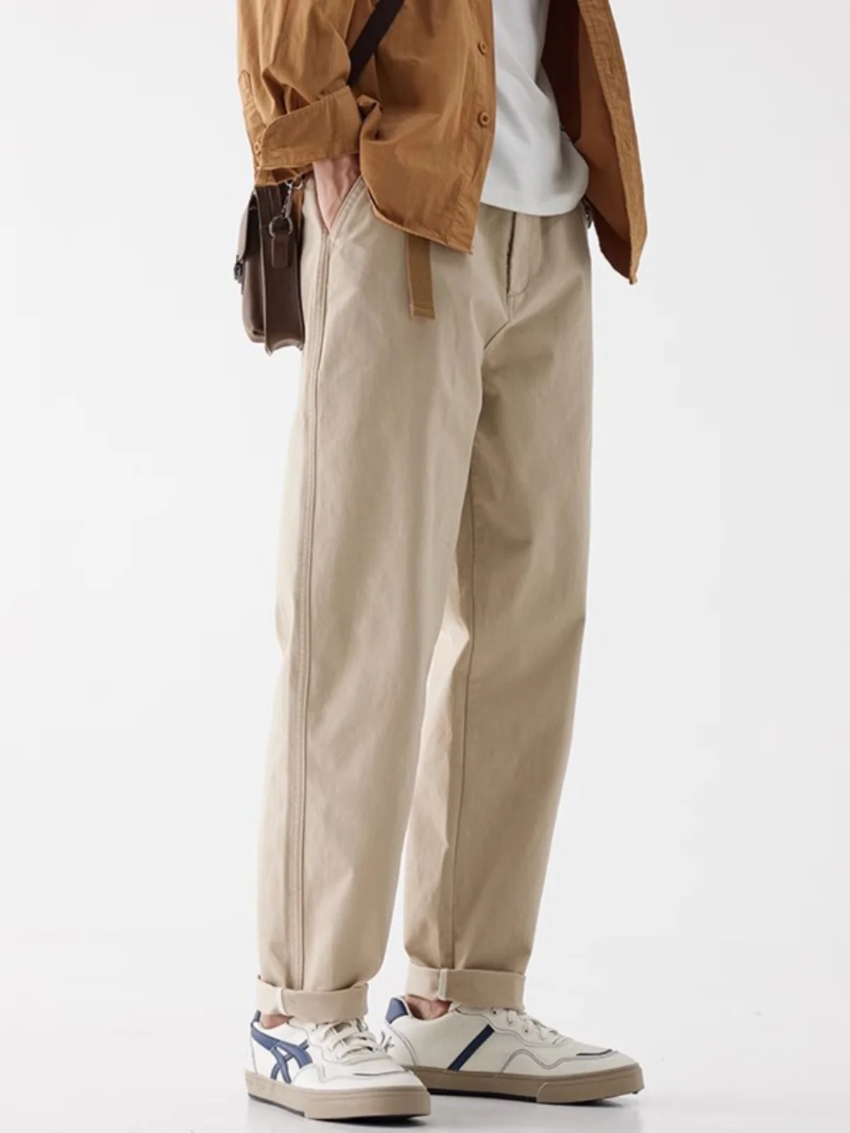 

Мужские повседневные брюки Kazuki Kuraishi из чистого хлопка, прямого кроя, свободного покроя, в американском стиле, весна-осень, новинка, рабочая одежда