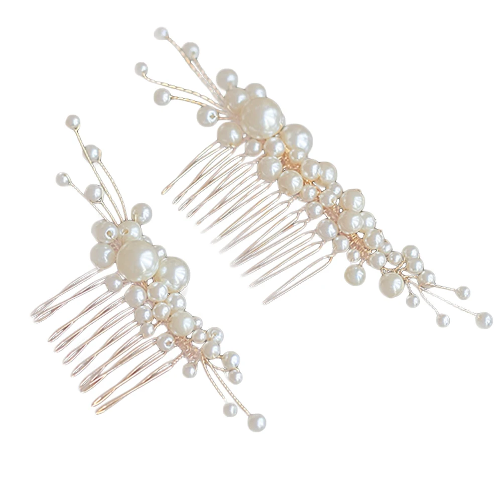 

2 PCS Pearl Hair Comb Set Bride Insert Bridal Headdress Women Hairpin Wedding Headpiece