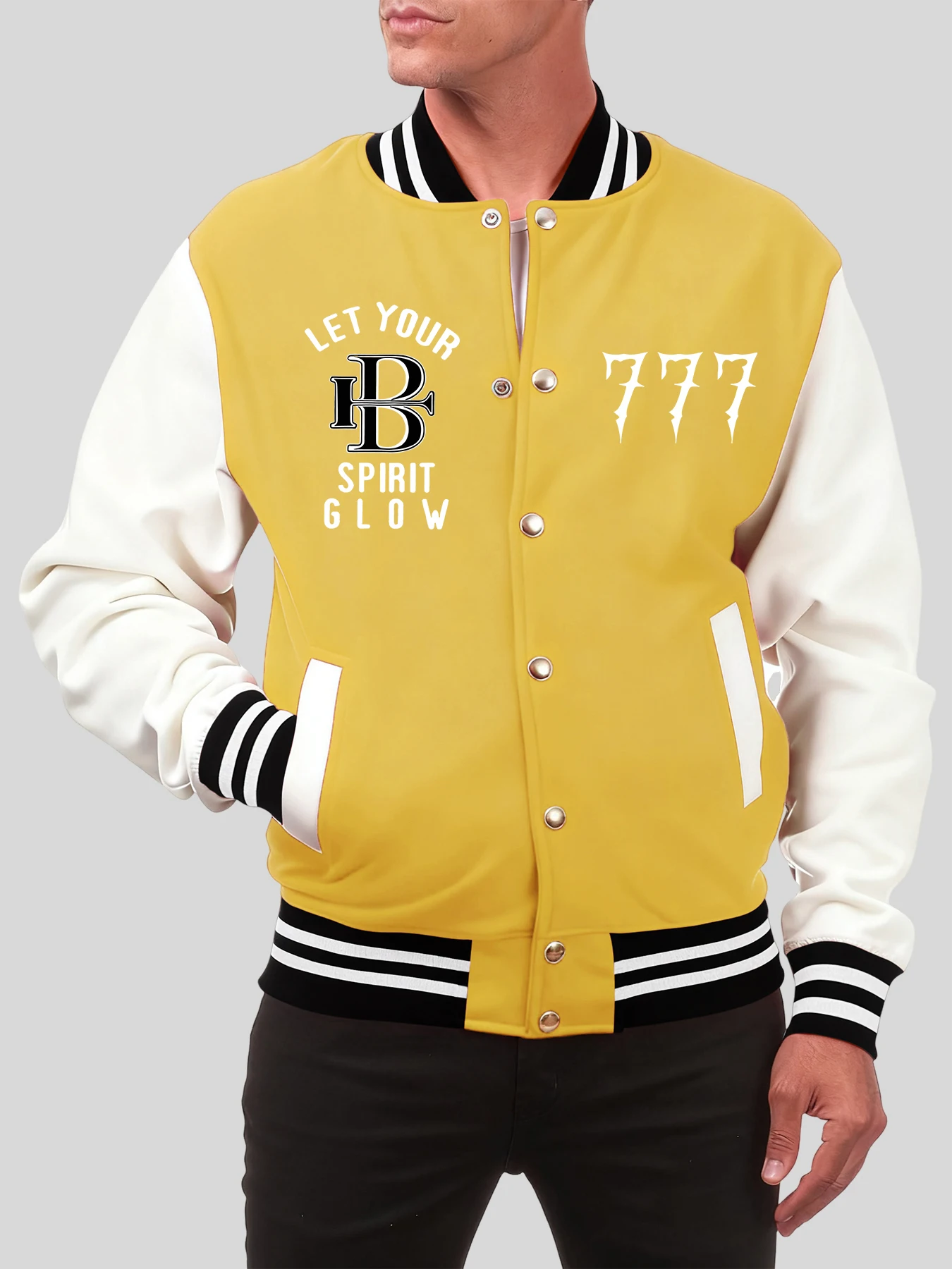 

Мужская куртка с принтом Let Your Spirit Glow 747, американская повседневная бейсбольная форма, хлопковая одежда больших размеров, осенняя красочная уличная одежда