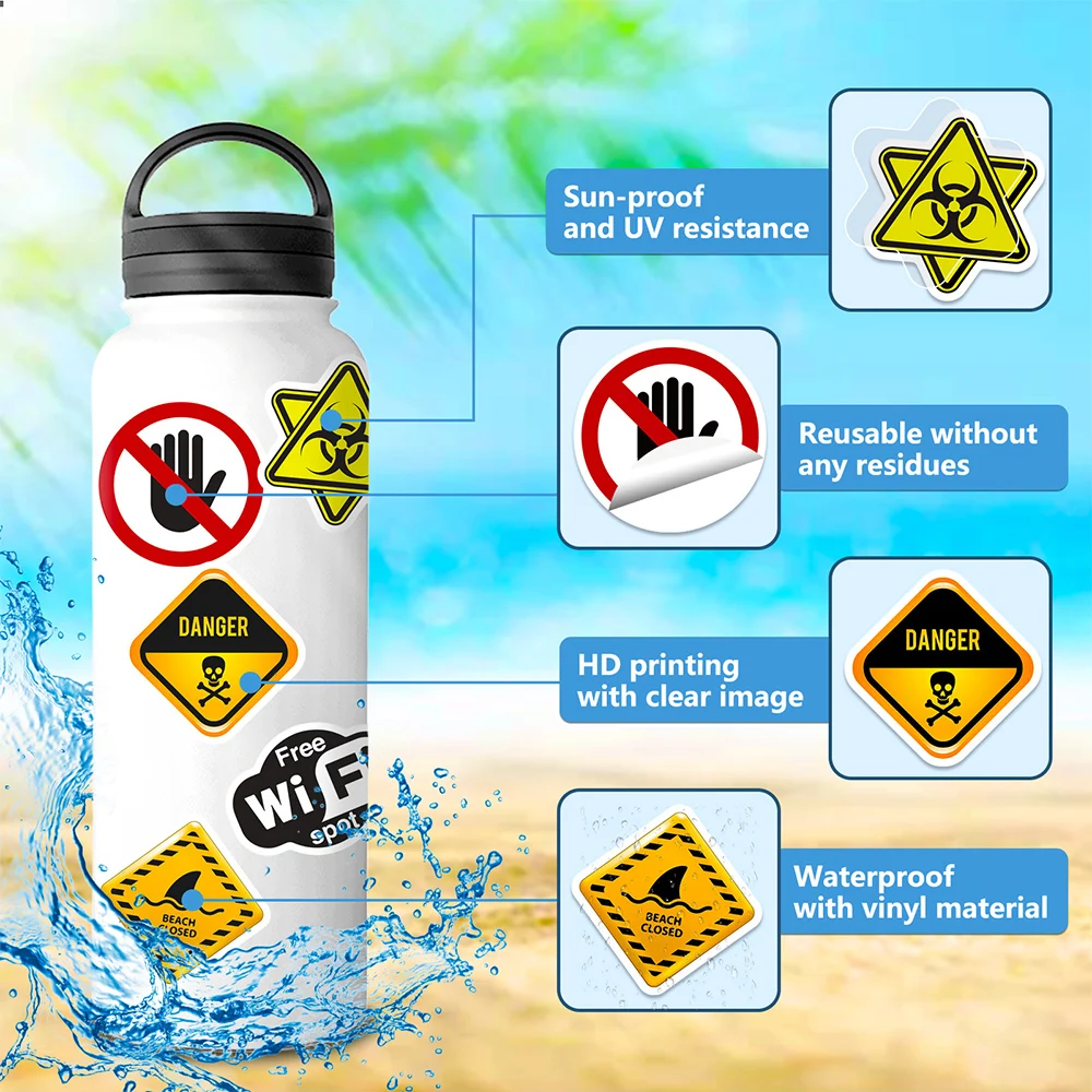 10/30/50Pcs Cool Cartoon Warning Stickers Danger Banning Decal Laptop Helmet Motorcycle Waterproof Sticker Classic Grafftit Toys image 6