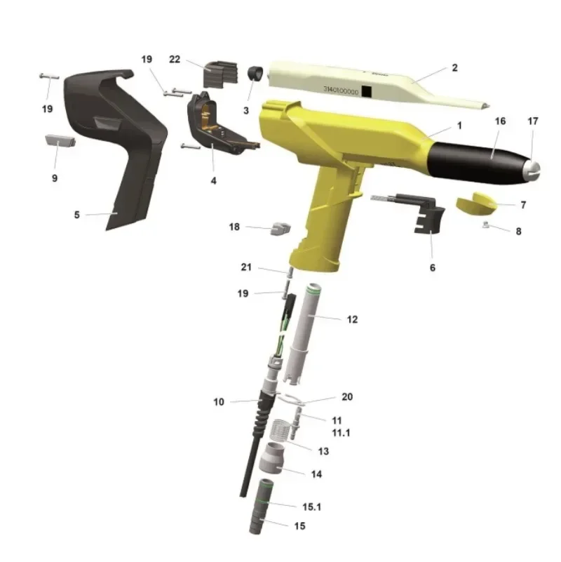 Suntool 1017683 Rear Part Manual Electrostatic Powder Coating Spray Gun Parts for OptiSelect Pro GM04 Manual Powder Gun
