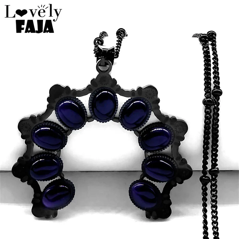 

Gothic Witchcraft Purple Opal Necklace for Women Mysterious Divination Stainless Steel Wicca Pendant Necklaces Jewelry Gifts