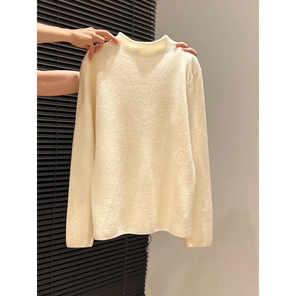 

Мягкий уютный женский вязаный свитер Long Sve Base irt с небольшим воротником-стойкой, облегающий зимний топ для внутренней одежды, трикотаж высокого качества