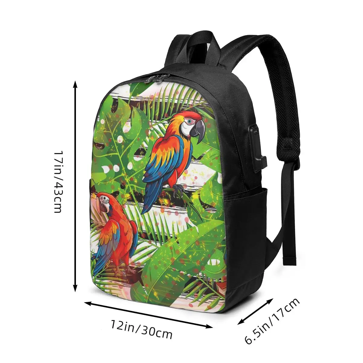 Tropical Jungle With Colorful Parrots Backpack Travel Notebook Bag Computer College Student School Bag Laptop Shoulder Bags