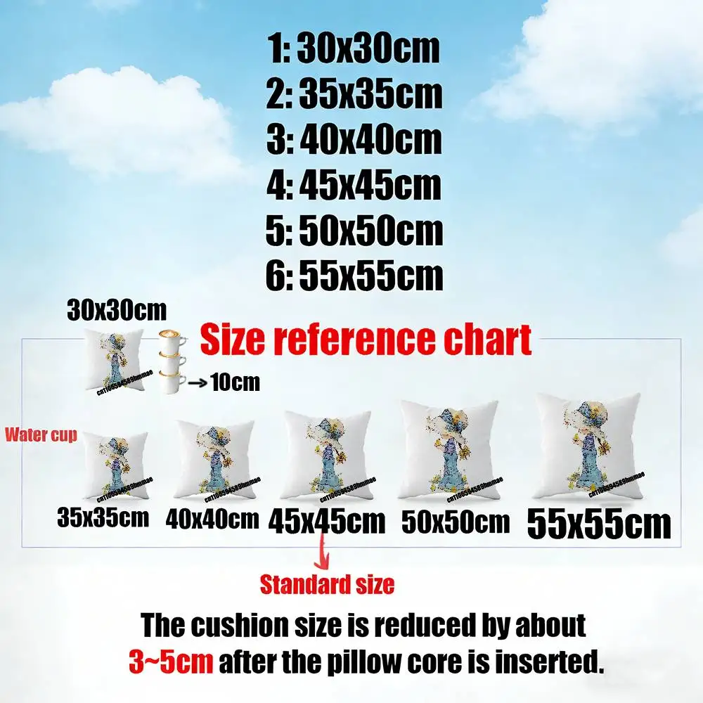 For Sarah Kay Girl Throw Pillow Case 30cm 40cm Car Custom Square Pillowcase Pad Cushion Cover