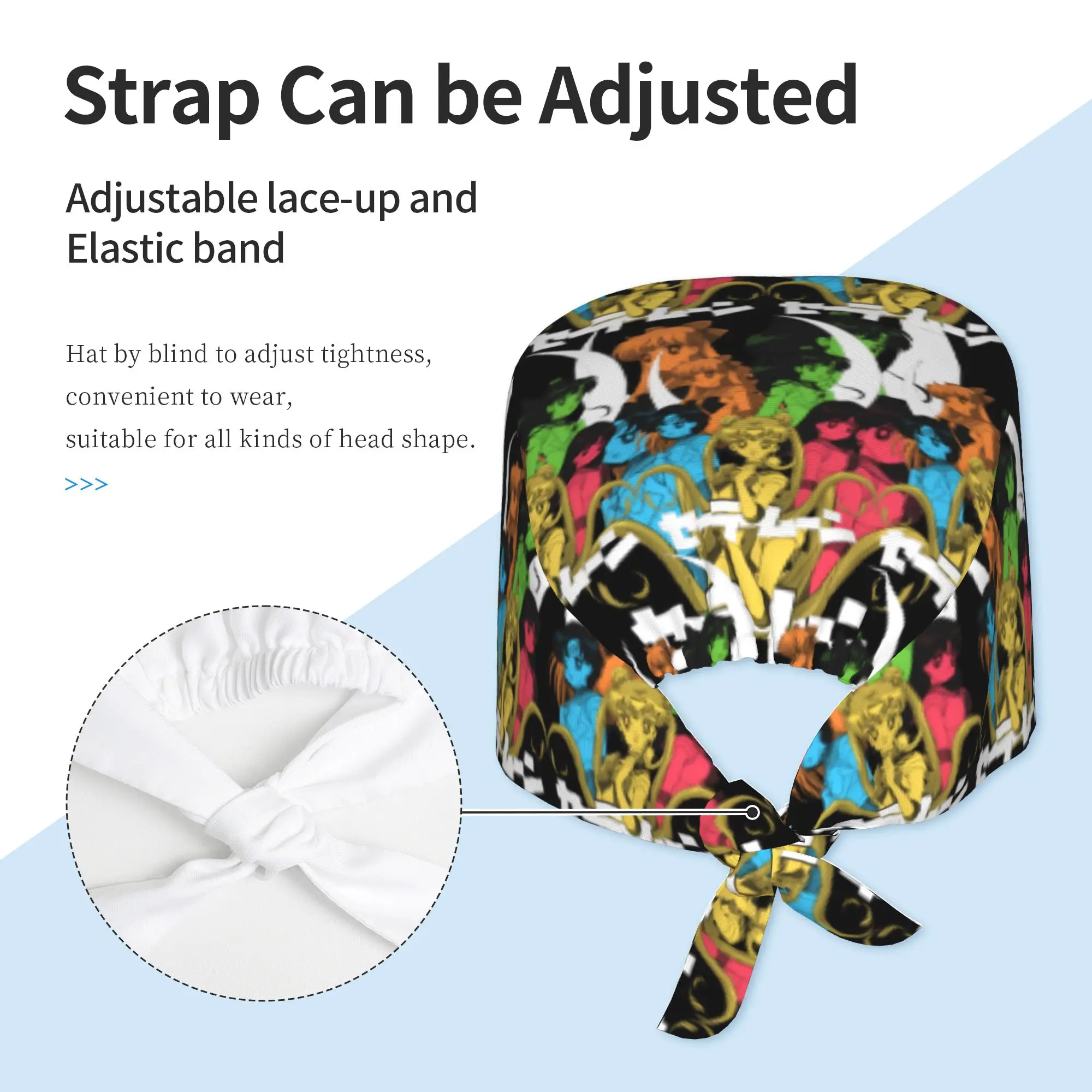 Custom Sailors Anime Moons Scrubs Cap Surgical Hats Women Men Tsukino Usagi Operating Room Cap Operator Hats Lab Works Hat - view 6