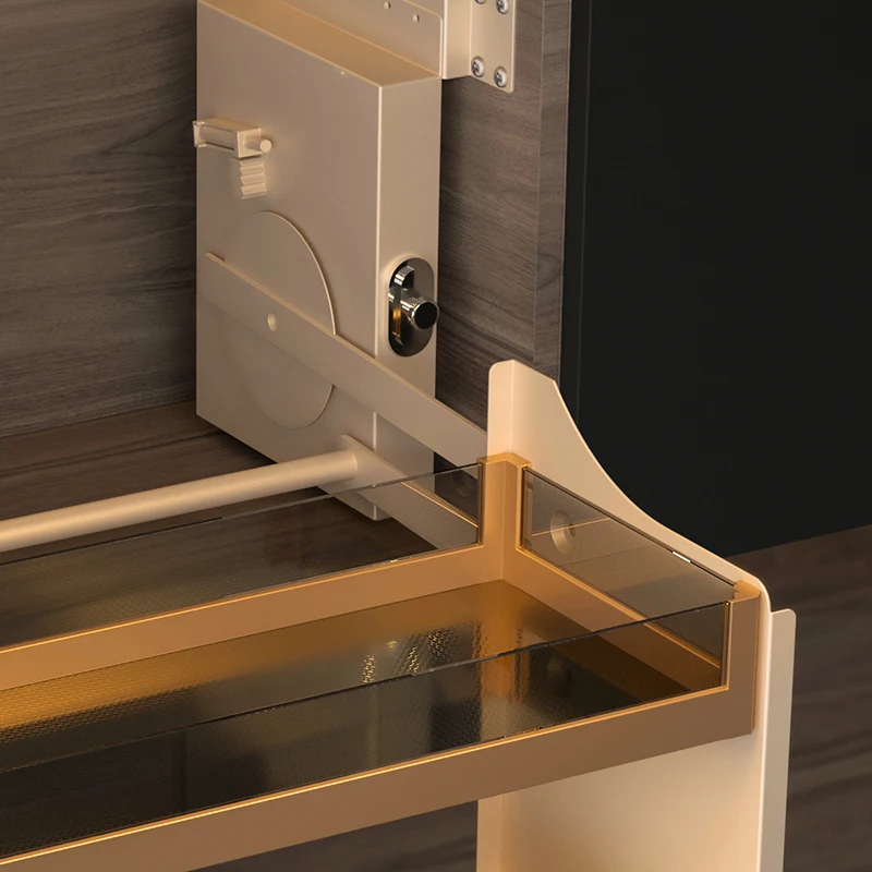 خزانة مصعد زجاجية للتخزين ذات إغلاق ناعم من الفولاذ المقاوم للصدأ الفاخرة قابلة للسحب للمطبخ #5