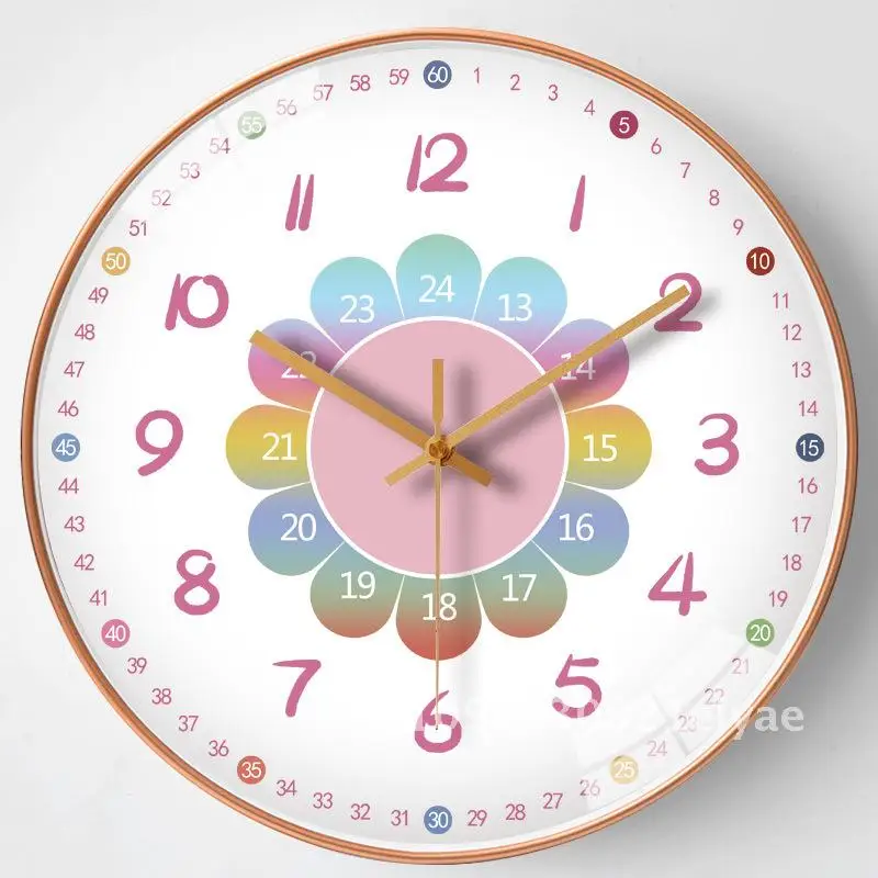 

8 Inch 20cm Cartoon Creative Early Education Wall Clock Mute Quartz Movement round Shape Plastic Wall Clock for Living Room Home
