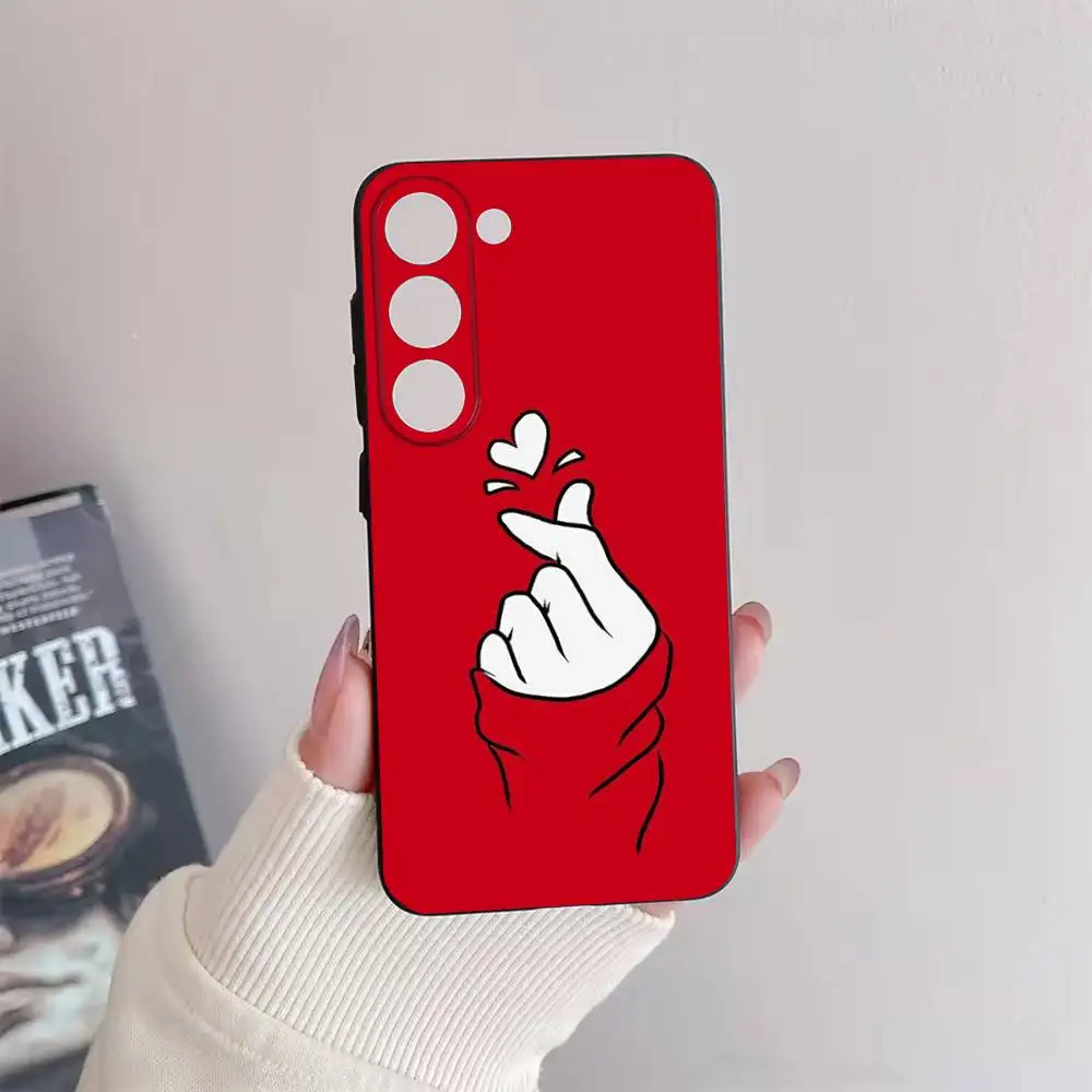 Casing Ponsel Tangan Cantik untuk Samsung Galaxy A73,72,51,53,52,71,22,5G,Note,J7,8,9 Sampul Hitam Lembut