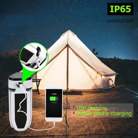 60 lampada ad energia solare LED USB ricaricabile luce solare 3 foglie lanterna da campeggio pieghevole impermeabile illuminazione per interni ed esterni