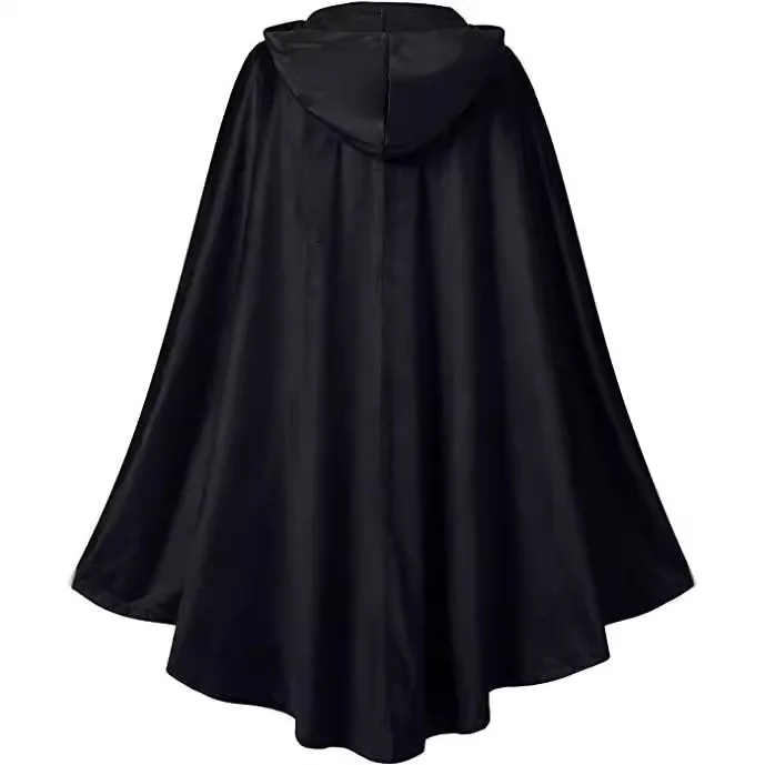 Medieval Viking Cloak Men Suede Retro Hooded Long Cape Coat Pirate Cos Halloween Gothic Cosplay Costume Halloween Black Cloaks