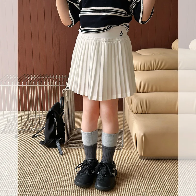 

Kids Clothes Skirts Simple Active Cute Fresh Girls Group Style All Match Pleated Short Girls Skirt
