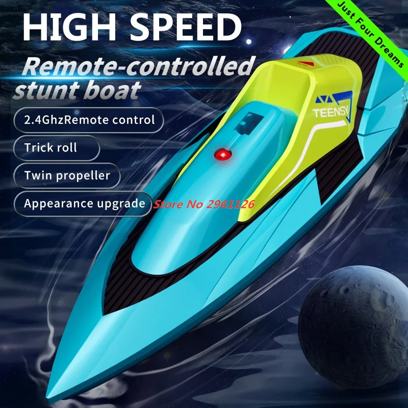 2.4G RC Boat Waterproof Dual Motor High Speed Racing Speedboat Outdoor Boat Summer Water Paly RC Speedboat Racing Boat Toy Gift
