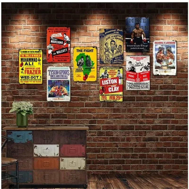 Metal Tin Sign Poster Boxing Tin Sign Metal Plaque Poster for Bar Club Wall Decor Retro Home Bedroom Vintage Wall Plate Pendant