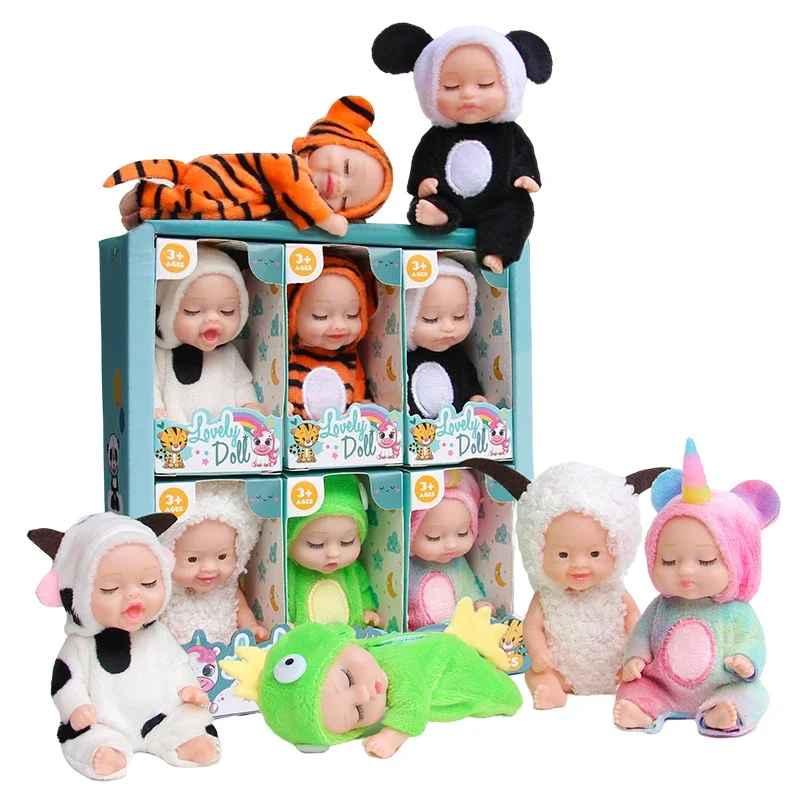 6/12 Teile/satz Schlafen Mini Baby Puppen Reborn Lebensechte Nette Entzückende Puppen Mini mit Kleidung Schlafen Reborn Kleine baby Prinzessin