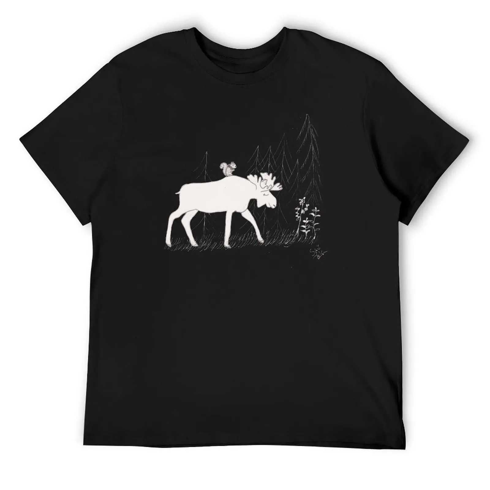 

Moose and squirrel T-Shirt Blouse quick drying man t shirt shirts graphic tee men