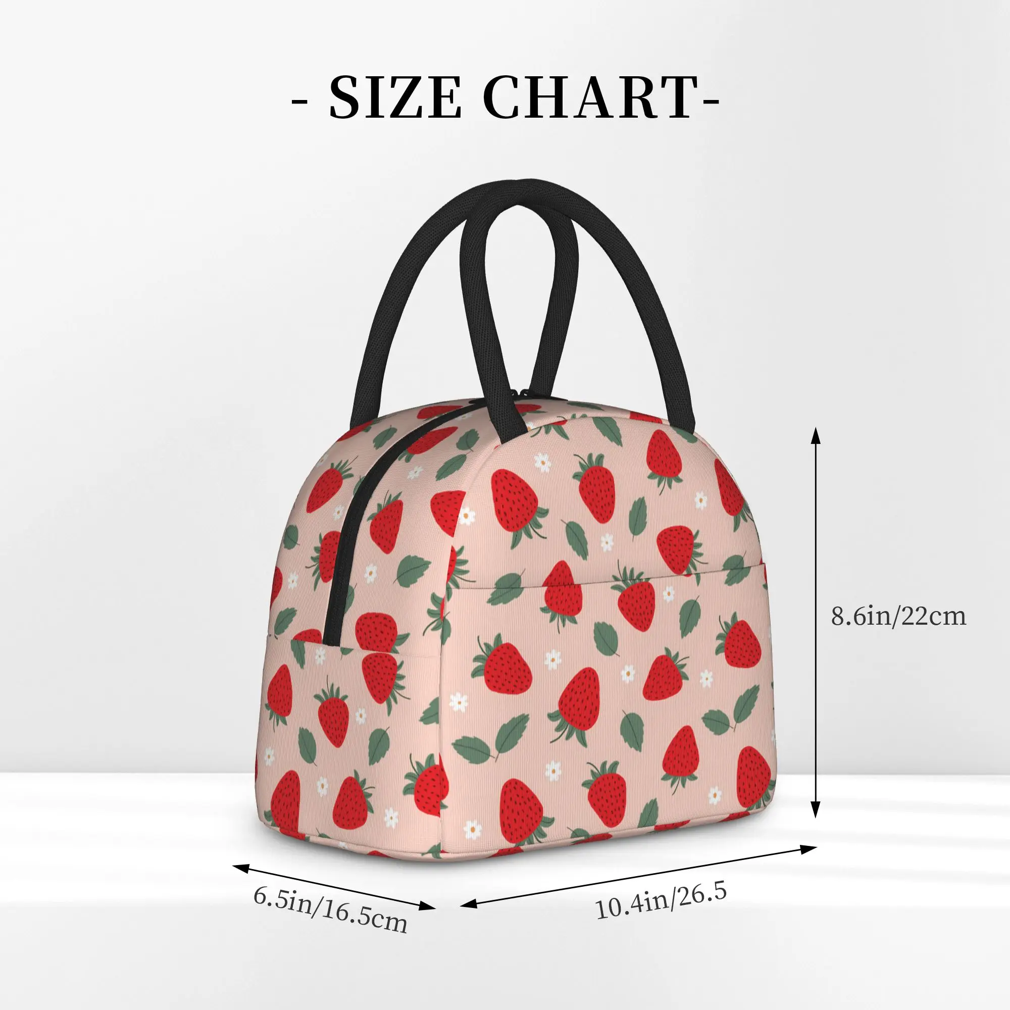 Large Strawberries On Beige Background Pattern Lunch Bag Leisure Office Lunch Box Print Convenient Tote Food Bags