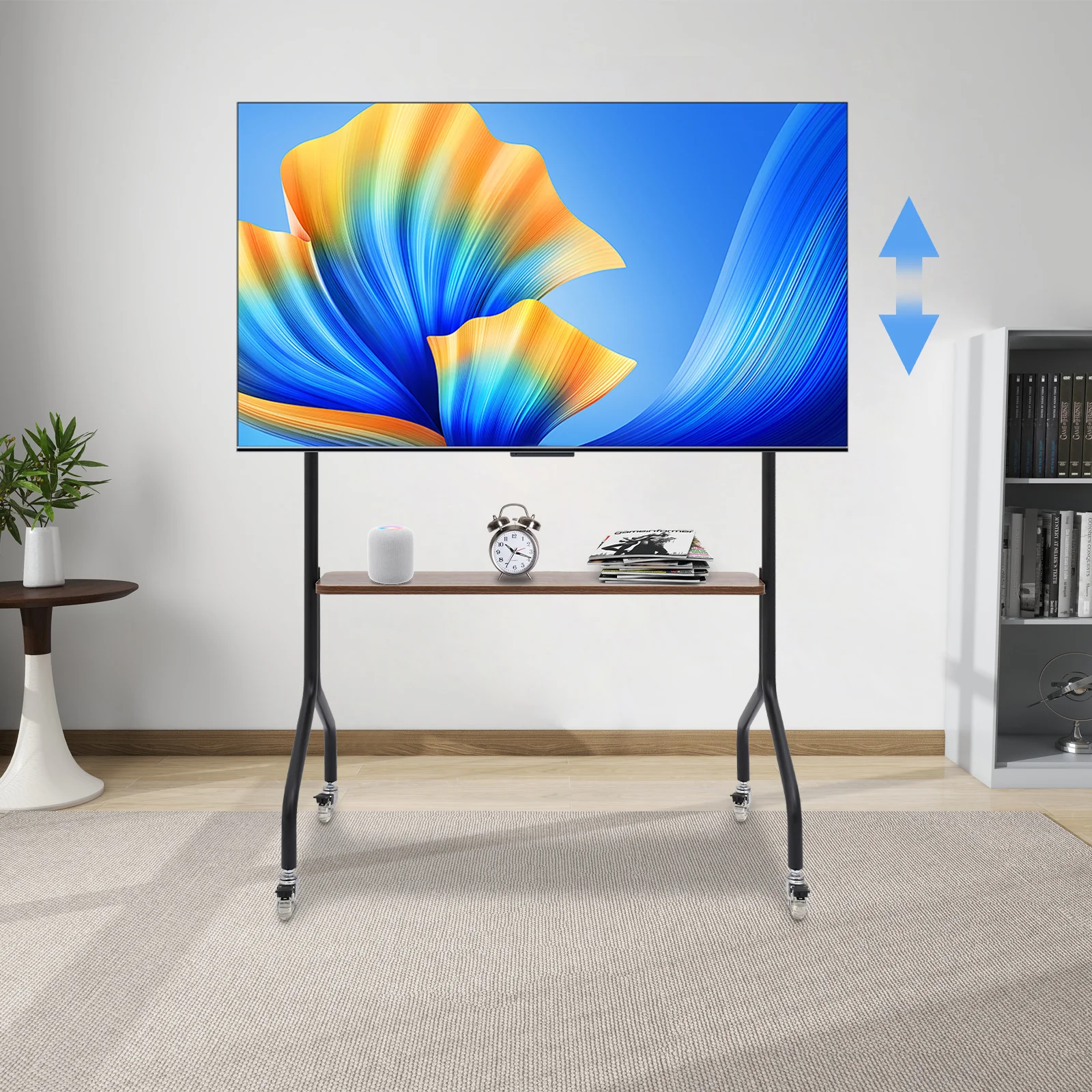 

Rolling TV Stand, Floor Standing Adjustable TV Stand for Office Home, Iron TV Stand with 4 Wheels for Homes , Offices