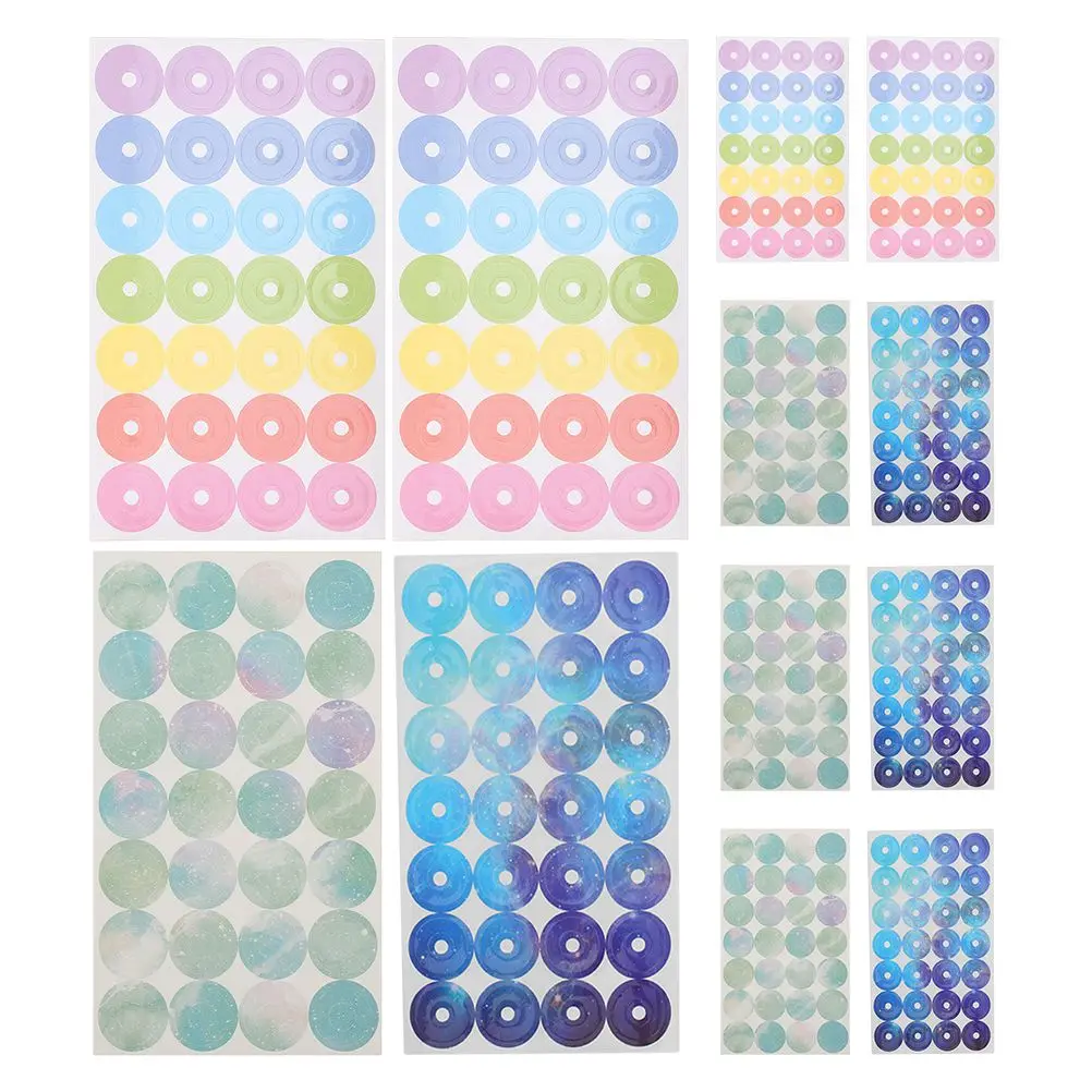 12 Sheets Stickers Protective Label Hole Punch Reinforcement Protector Rings Paper Donut Loose Leaf Punched