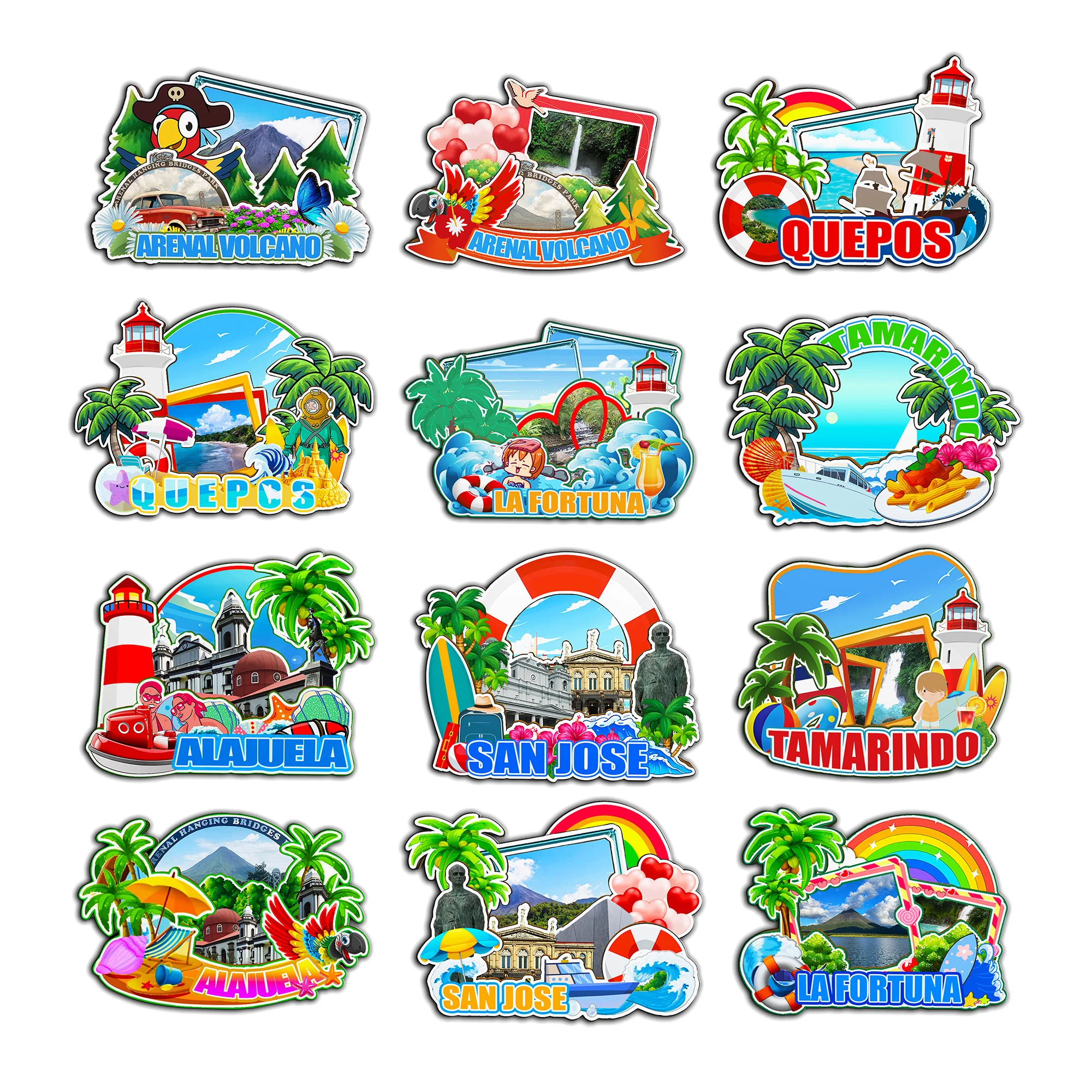 Imanes decorativos para volcán arenal San José La Fortuna Tamarindo Alajuela Quepos Costa Rica City Punto de referencia Recuerdos