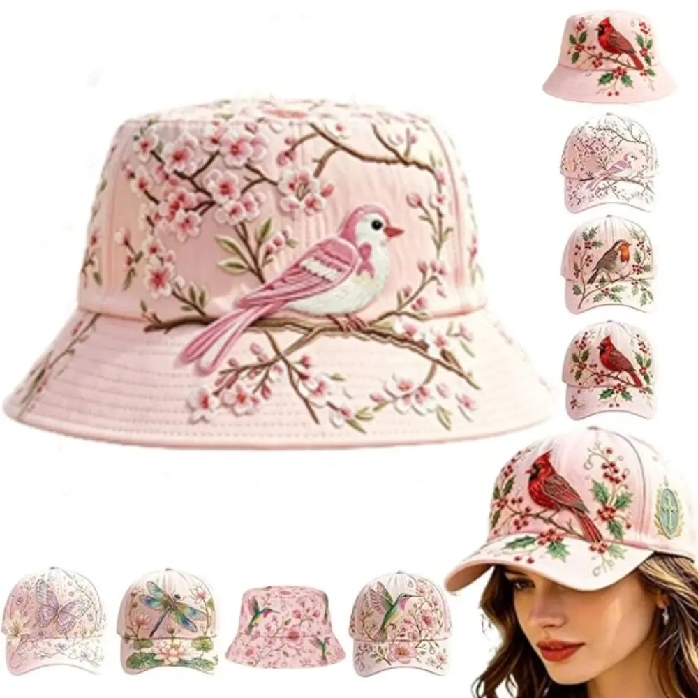 Breathable Garden Morning Cap Soft Cotton Animal Pattern Baseball Cap Adjustable Hummingbird Flowers Sports Sun Hat Outdoor Wear