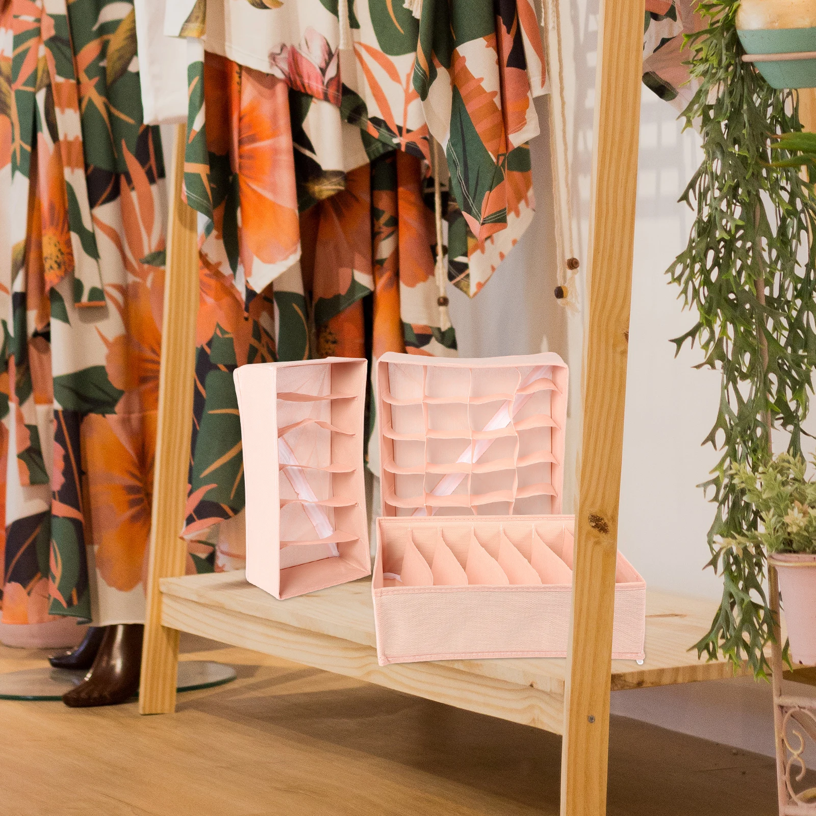 

3pcs Underwear Storage Box Bra Organizer Sock Holder Bedroom Supplies Non-Woven Fabric Household Container For