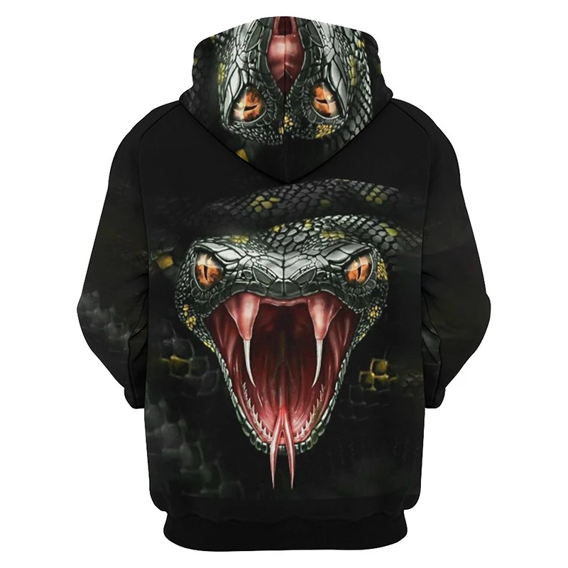 Goth Cobra Horror Animal Snake 3D Printed Hoodies For Men Fashion Graphic Sweatshirts Casual Streetwear Pullovers Tracksuit Tops