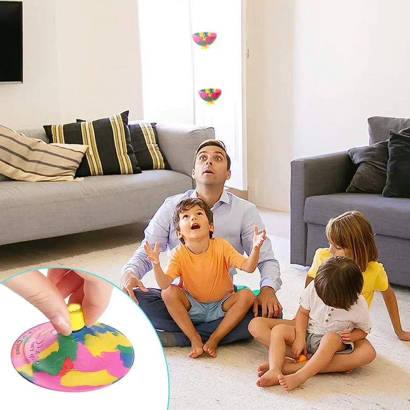 Hip Hop Jump Half Side Bouncing Ball Anti Stress Fidget Toys Kids Outdoor Fun Camouflage Spinning Bounce Bowl Fingertip Top Toy image 3