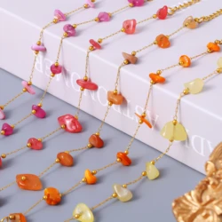 Women's Necklace Bracelet With Multi Color Irregular Natural Stone 316L Stainless Steel Chain Necklaces Bracelets Set For Women