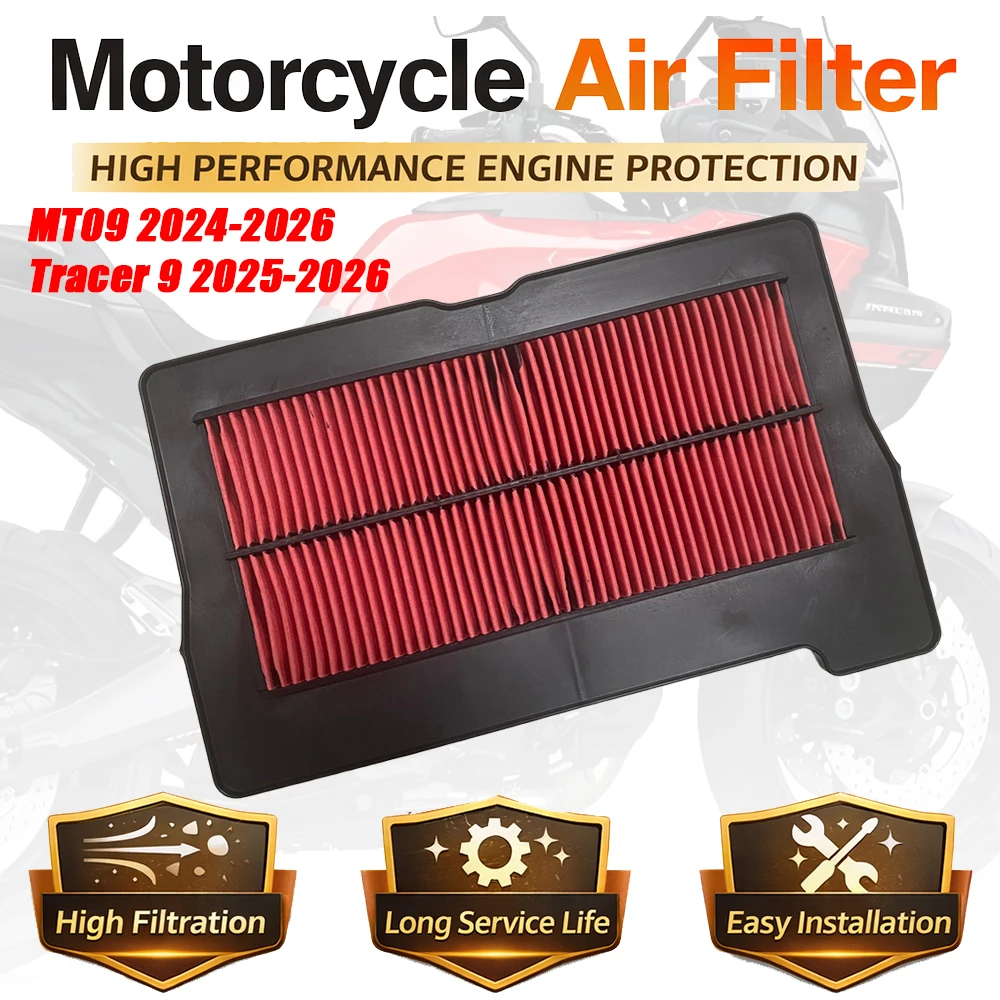 Motorcycle Engine Air Filter Cleaner Intake Filter Element For Yamaha MT-09 MT09 2024-2026 XSR900 YZF-R9 Tracer9 GT 2025-2026