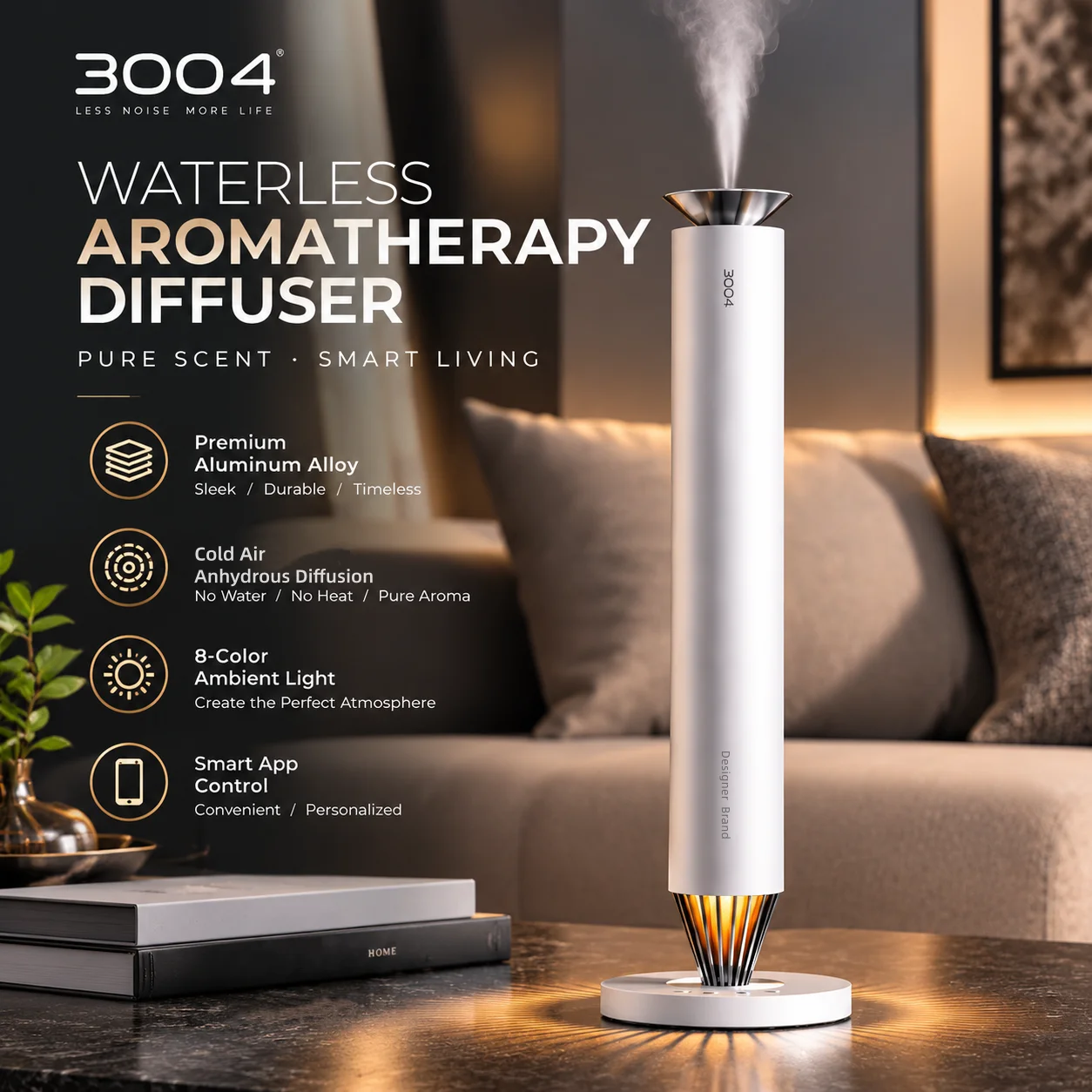 3004 Household Aromatherapy Diffuser V900S Pencil Type Sliver Waterless Essential Oil Diffuser Home Decor Gift Set