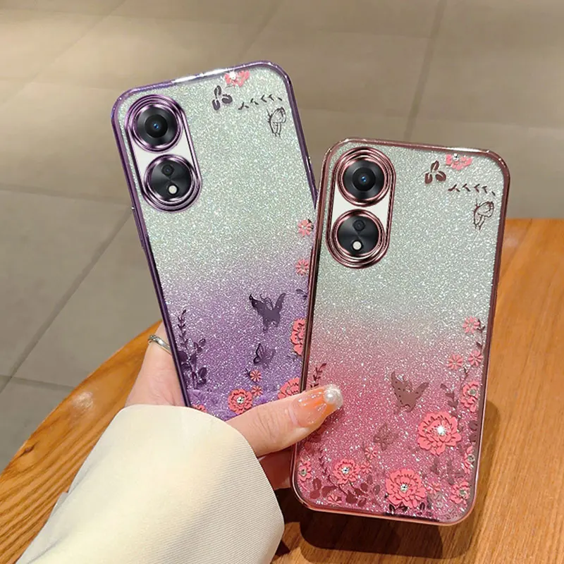 Женская Блестящая Бриллиантовая Обложка A78, роскошная фотообложка для OPPO A78, A98, диагональ экрана 74, A94, 4G, A93, A17, A16, F11, F19, F17 Pro