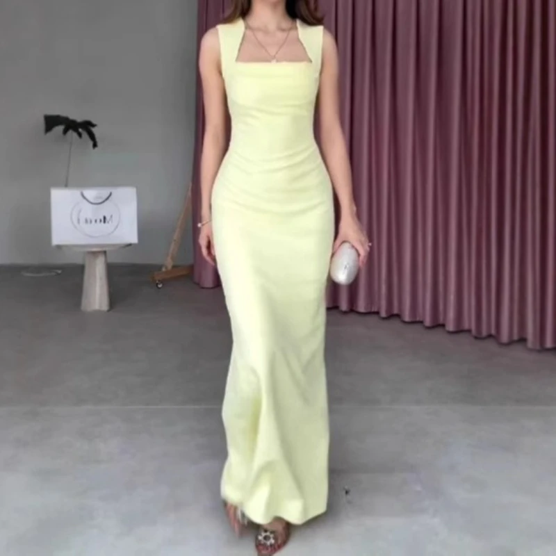 

Women's Fashion Sexy Slim Dress 2025 Summer New High Waist Sleeveless Suspender Elegant Party Temperament Long Dresses