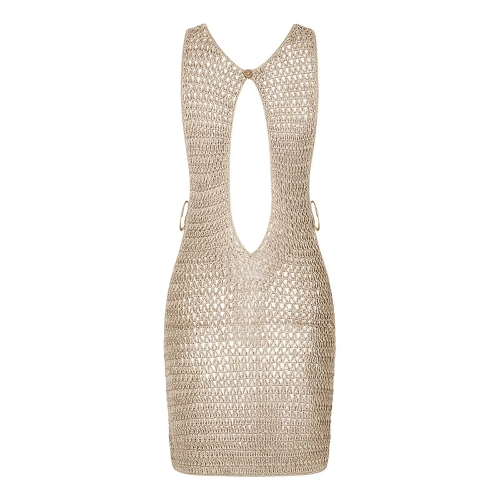 Women's Sexy Hollow Knitted Beach Bikini Swimsuit Summer New Solid Backless Beach dress Swimwear Cover Up Sunscreen clothing