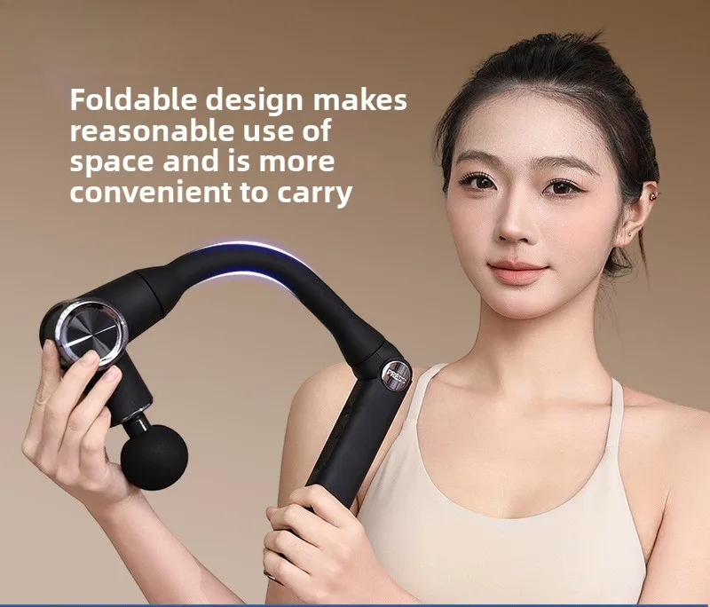New Folding Elbow Fascia Gun Brushless Motor Silicone Massage Head Relaxation Shoulder and Neck Multi-functional Massage Small