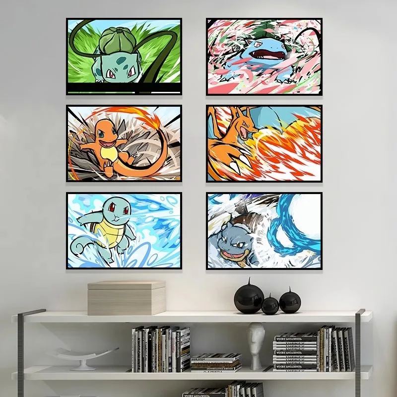 

Pokémon Canvas Poster Children's Bedroom Wall Living Room Porch Background Decoration Waterproof Hanging Painting