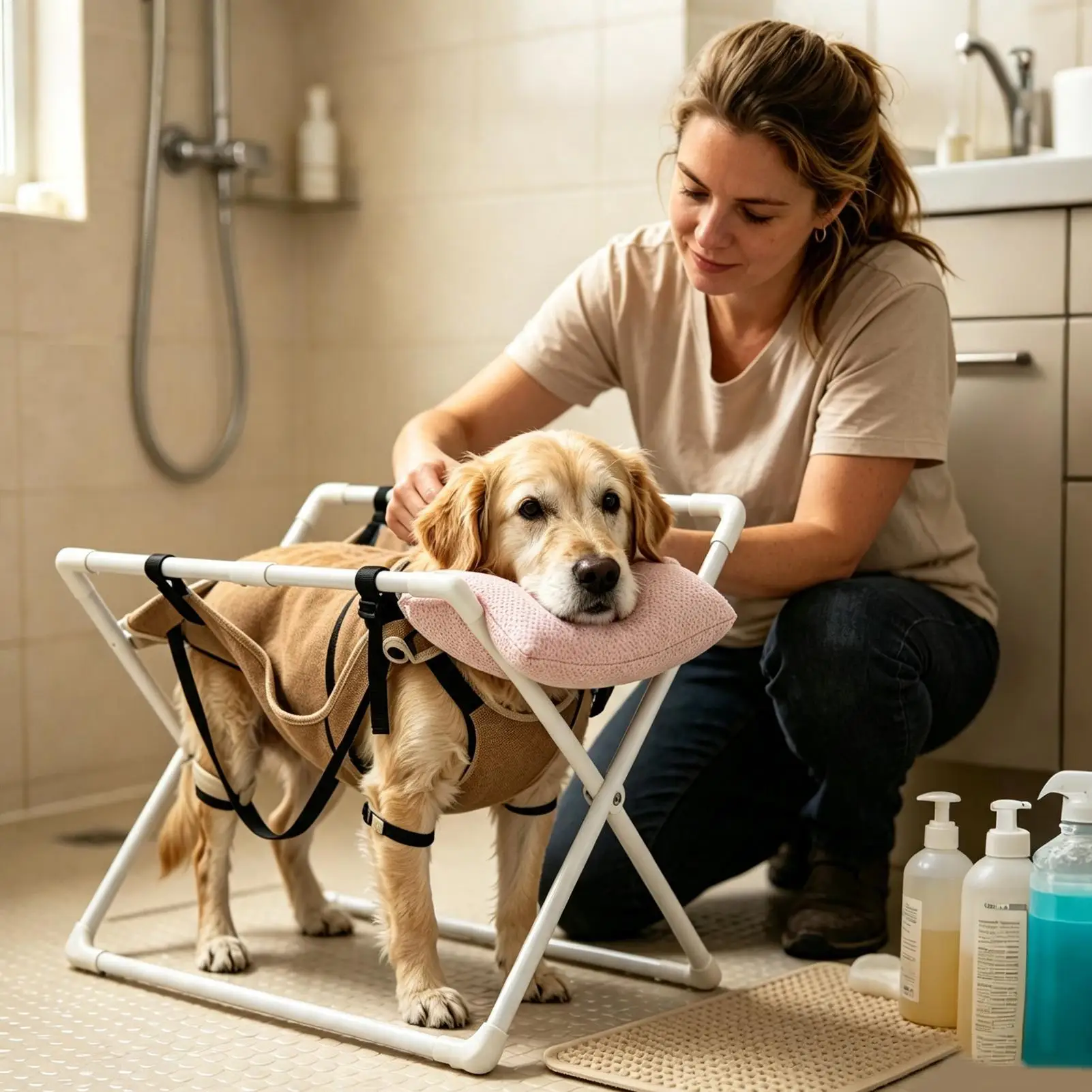 Dog Grooming Sling Foldable Heavy-Duty Restraint JointSupport Calming Dog Nail Trimming Hammock Stand For Puppy Cat Small Medium