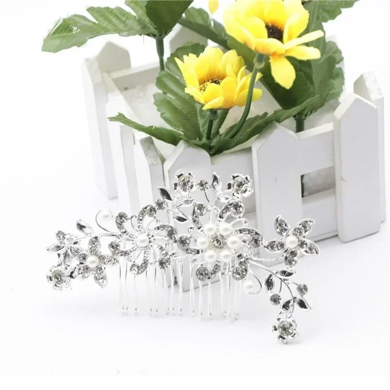 Rhinestone Bridal Hair Comb Pearl Tiaras Crystal Hairclip Girl Party Jewelry for Women Miraculous Wedding Hair Accessories