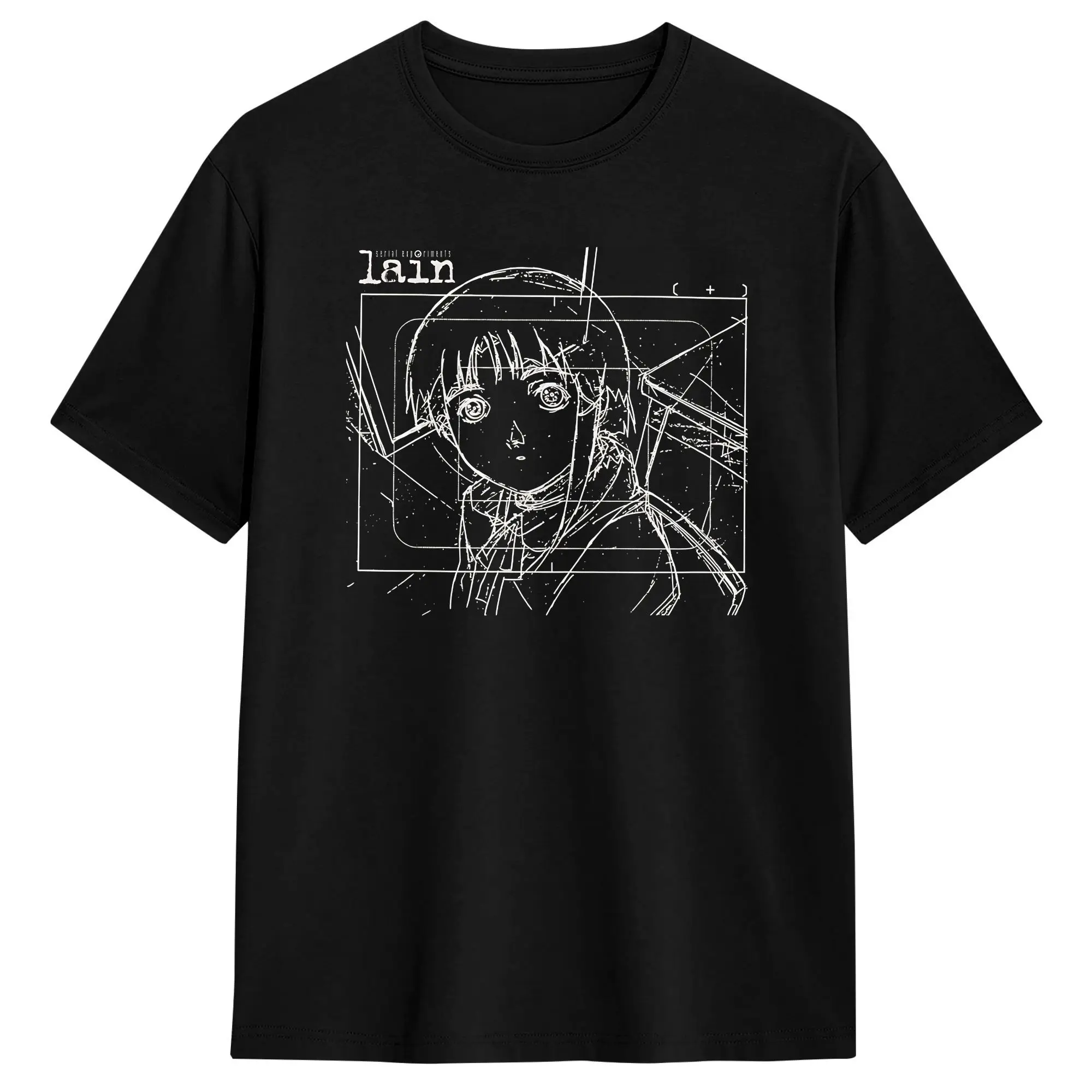 Vintage T Shirt Summer Lain Iwakura Sketch Fashion T Shirts Serial Experiments Lain Cotton Tee Shirt for Men's Short Sleeve Tops