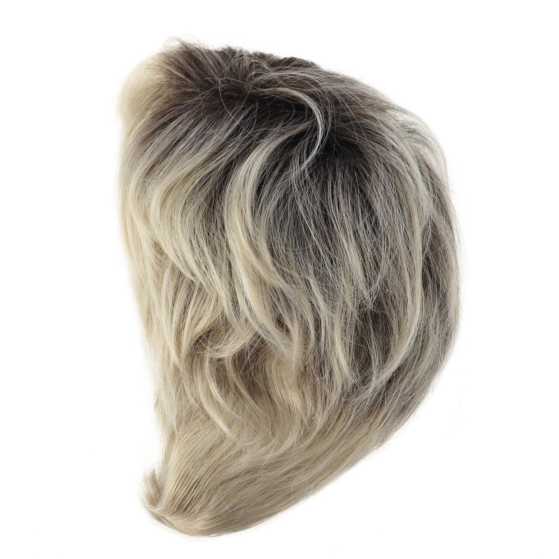 GNIMEGIL Synthetic Ombre Blonde Wig with Bangs Pixie Cuts Short Wigs for Women Dark Roots Natural Hair Female Cosplay Mommy Wigs