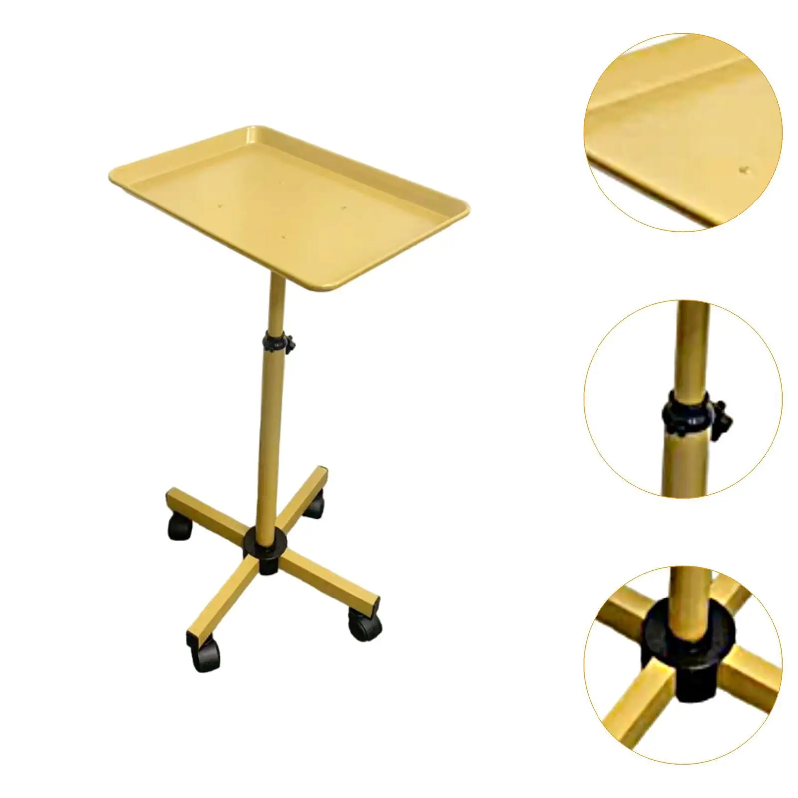 Mobile Salon Trolley Cart with 360 Degree Wheels for Barber Shop Hair Dye Tools Storage Adjustable Metal Tray Stand Professional
