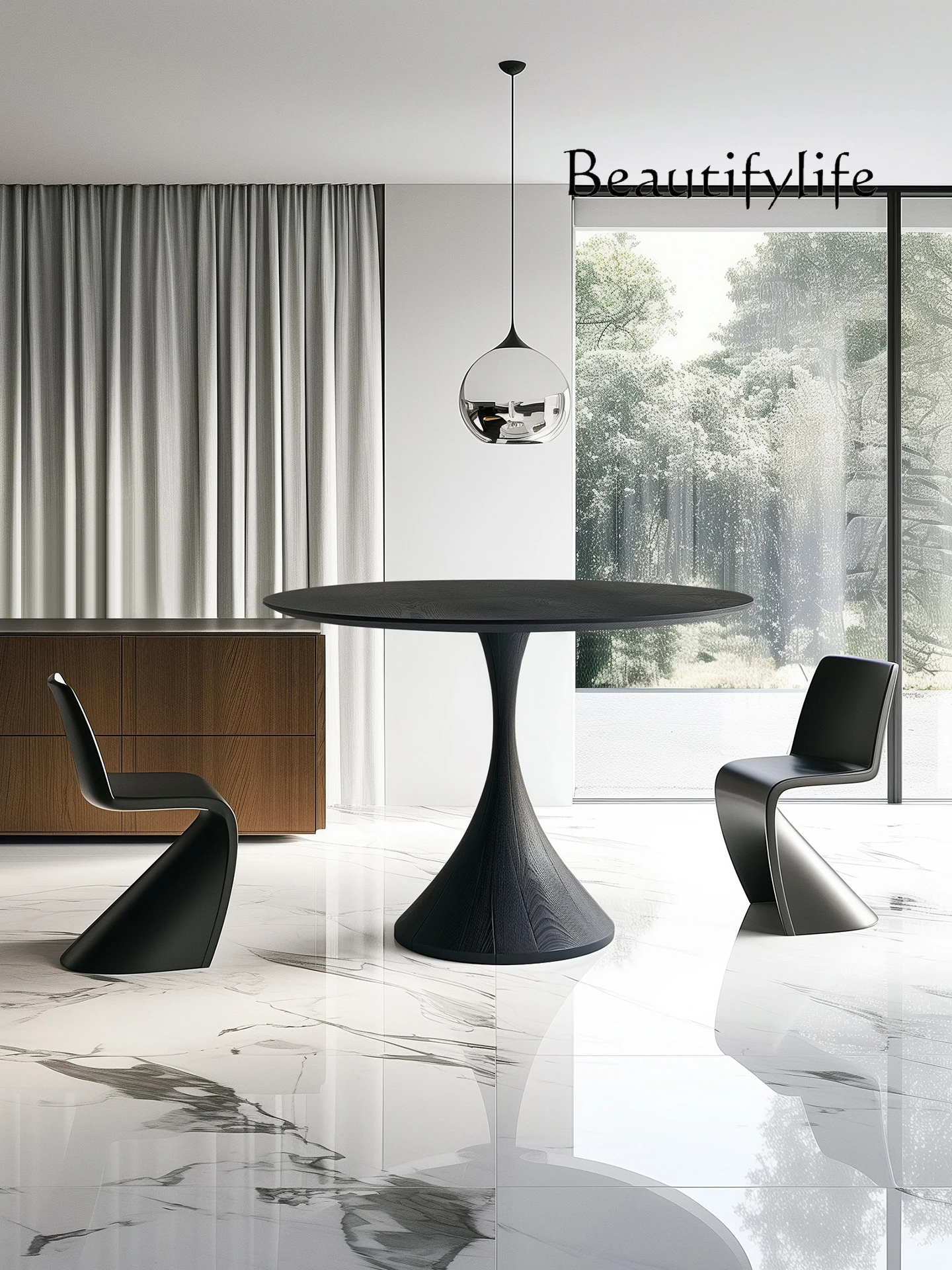 

Modern minimalist all-solid wood round dining table, high-end designer household round table, wabi creative restaurant tabl