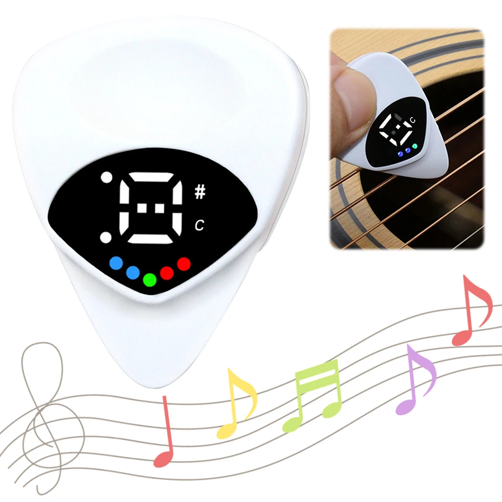 2-in-1 Guitar Picks Tuner Acoustic Guitar Tuner Electric Guitar Tuner for Acoustic Electric Guitar Bass Sound Calibrator 12-Tone