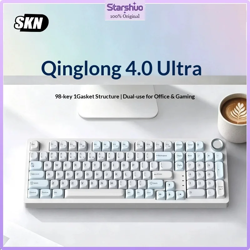 SKN Qinglong 4.0 Ultra Tri-Mode 8K 99 Keys Hot Swappable ZMK Custom Mechanical Keyboard Wireless For Office Gaming PC Laptop